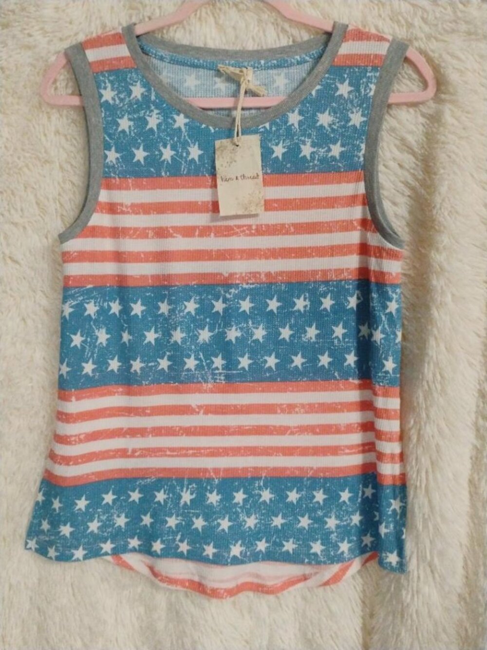 Hem & Thread Stars and Stripes Tank Top NWT Size SM